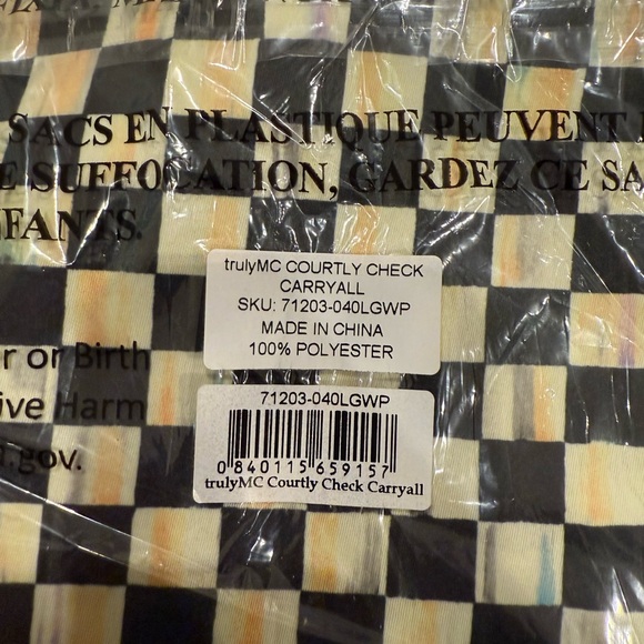 MacKenzie Childs Courtly Check Carryall Bag - Picture 7 of 7